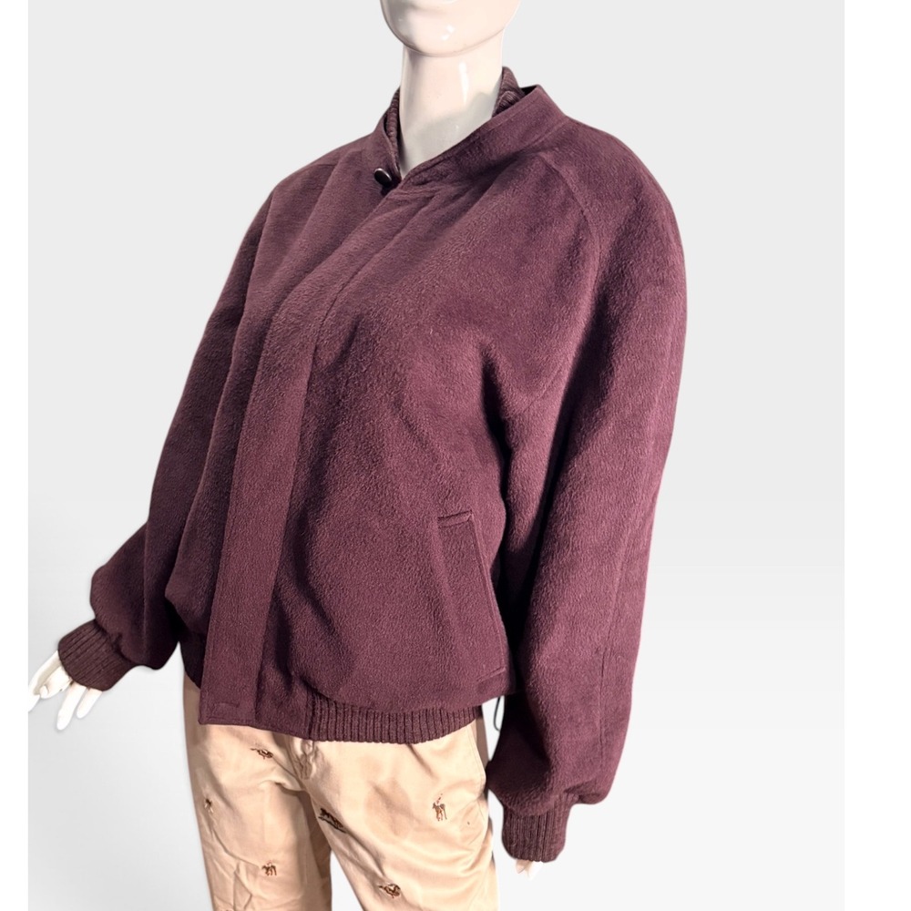 Peruvian Connection Mens Baby Alpaca Wool Bomber Jacket Burgundy Red Size M
